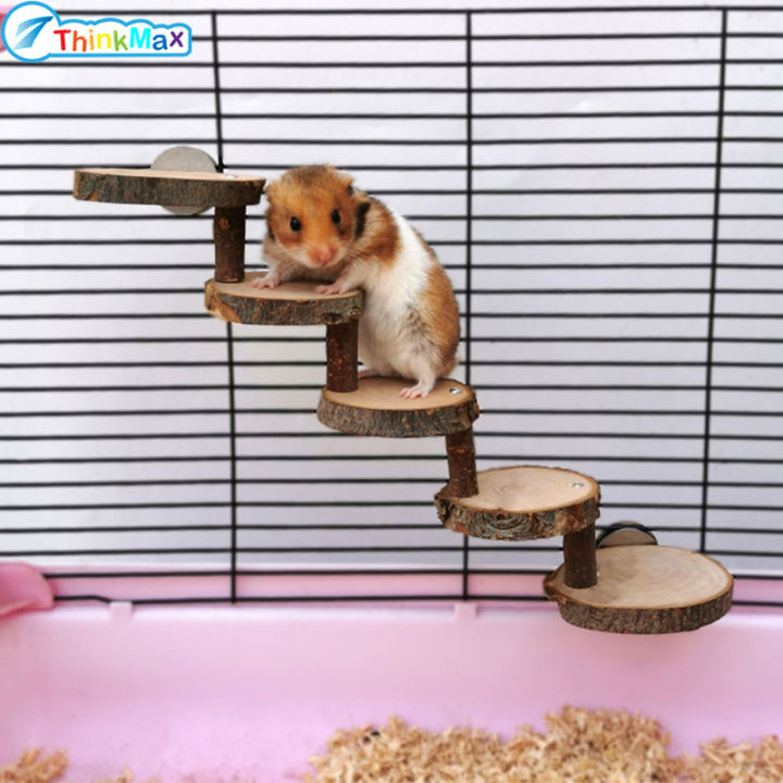 3/5 Layers Hamster Wooden Climbing Ladder Exercise Platform Chewing Toy ...