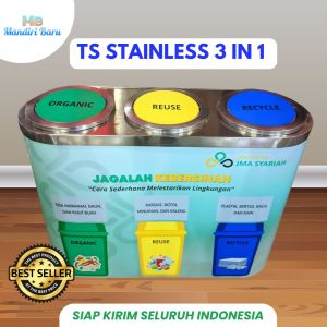 TEMPAT SAMPAH STAINLESS 3 WARNA TONG SAMPAH STAINLESS KAPSUL 3IN1