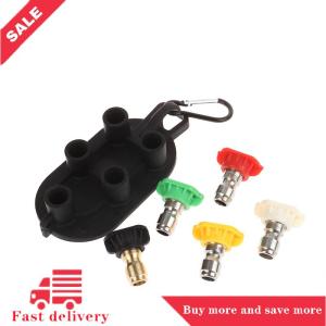 [COD] Multi Functional High Pressure Washer Tips Set With Nozzle Holder 5 7 Nozzle Tips 1 4 Inch Quick Connector DIY Accessories