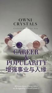 FC[OwniCrystos] Wealth   Personality   Career  Amethyst Strawberry Quartz Rose Quartz Clear Quartz Natural crystal bracelet bangle for woman  Amethyst   Strawberry quartz   Pink crystal   Crystal bracelet