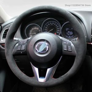 Kaly DIY Hand-stitched Steering Wheel Cover Real Alcantara Braiding Steering Wheel Cover For Mazda 6 2008 2006 2018 9T1N6