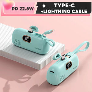 【1 DAY SHIP】 22.5W Fast Charging Power Bank 5000mAh Portable Charger Mini Powerbank With Cable