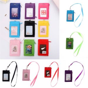New School Office Supplies Faux Leather Wallets Card Case ID Holders Zipper Bag