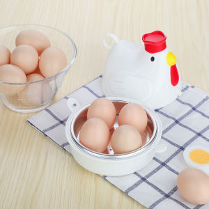 【In Stock】4 eggs Microwave Egg Cooker The Egg Cooker Can Cook Hard Or Soft-Boiled Eggs In Only 8 Minutes No Need To Punch Can Be Washed In The Dishwasher The Egg Cooker Can Boil 4 Eggs At A Time (White)