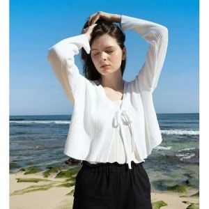 JULYFASHION - Emilly Cardigan Crop Rajut Wanita 01 | Atasan Wanita Lengan Panjang Polos