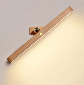 Led Mirror light， Wall Lamp，Rechargeable Wood Bathroom Bedroom Light With 360 Rotate Dimmable