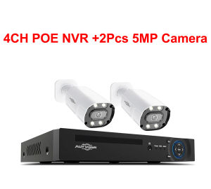 H.265+ 4CH 4K POE NVR Kit CCTV System Two Way Audio 5MP IP Camera Color Night Vision Waterproof Video Security Surveillance Set