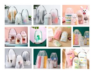Drawstring Pouch Bag Transparent Drawstring Pocket Plastics Travel Storage Bag Transparent Clothes Plastic Packaging Bag Goodies Bag