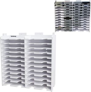 Sanfurney 24 Slots Ink Pad Holder and Stamp Pad Storage Organizer for Distress Ink Pads Diamond Painting Tray Rack