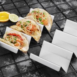LZHDP MALL Có thể đảo ngược Giá đỡ taco Thép không gỉ Hình chữ V Giá đỡ sushi Tay cầm dễ sử dụng Đa Lưới Khay đựng taco Các bên
