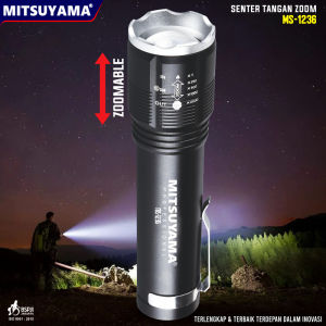 Mitsuyama Senter LED Zoom Super Terang Senter Cas Baterai bisa di isi ulang