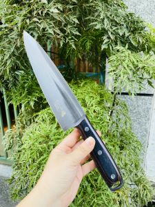 Dao thái nhọn Akatenki Nhật dài 31cm dày 2.5ly có móc treo Cán gỗ pakka full-tang rất sắc bén