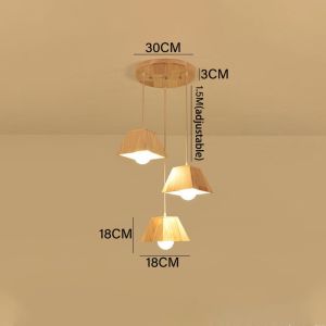 Log Style Solid Wood Pendant Light Japanese Style LED Chandelier For Dining Table Restaurant Bar Counter Kitchen Island Tea HouseFast shipping
