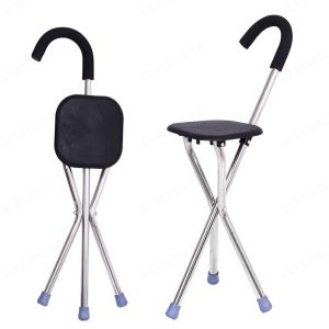 Stainless Steel German Foldable Cane Chair Adjustable Walking Stick Lightweight Portable Elderly Mobility Aid