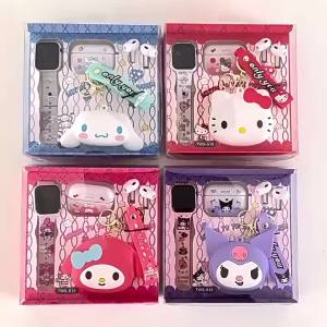 Free Case +  Pendant Cartoon Sanrio TWS-S19 Earphones - Wireless In-Ear LED Watch & Cartoon Case Sports Wireless Headset In-ear Noise Student Bluetooth Earphones Set