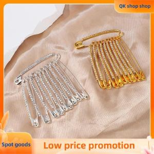 ✨QK shop✨ 10Pcs Large Safety Pins 2 inch Decorative Rhinestone Brooch Women Brooch Pins for Clothes Skirts Sweater Scarf Lapels Hat