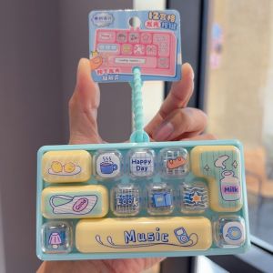 MYTHIS 12 Keys Mechanical Keyboard Toy Hanging Cartoon Keycap Clicker Toy Creative Gift Toy Bag Pendant Bag Charm