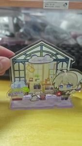 5Pcs/Pack Love and Deepspace Q Version Acrylic Stand Figure Sylus Rafayel Caleb Zayne Xavier Deep Space Shop Chibi Model Desktop Ornament