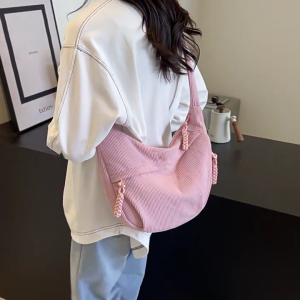 Chic Corduroy Crescent Crossbody Bag Casual Shoulder Bags Dumpling Purse Satchel Perfect for Students and Professional