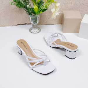Sarmer Collection Flat Square Toe Heels Wanita Hak Tahu 5cm - Sendal Elegan Kekinian