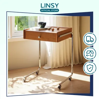 LINSY Alexa Side Table Wood Bedside Table Living Room Sofa Table Simple Coffee Table Square Storage Modern Corner Table