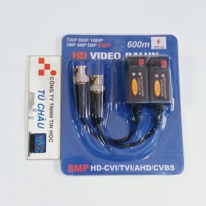 Video Balun Camera Full HD 8Mp / Loại khóa gài (Chuẩn AHD / HD - CVI / TVI / CVBS)