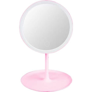 LED Makeup Mirror Touch Screen 3 Tone LED Light Rechargeable Adjustable Rotation Vanity Storage Tray Organiser