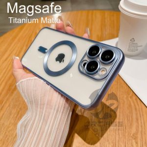 Titanium Matte Magsafe Chrome Dove Transparan iPhone 15 14 13 12 11 Pro Max Plus Electroplated Frosted Krom Softcase Soft Case Doff Blackdoff Natural Titanium Bening Cover Wireless Magnetic Charging Silikon Silicone Jelly Sarung