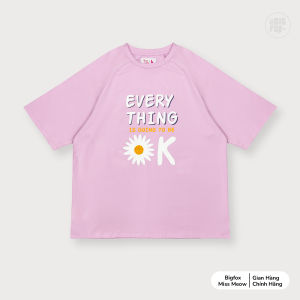 Áo phông bé gái size đại BIGFOX - MISS MEOW vải cotton mềm mịn mặc mùa hè dáng rộng in hoa cúc every thing size đại 12131415 tuổi