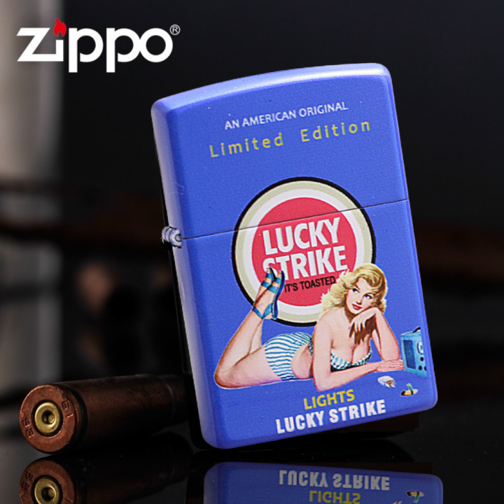 Purple Matte Lucky Strike Pinned Girl Limited Edition Zippo