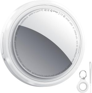 Tracker Tag-1 Pack White    Bluetooth Tracker Work with Apple Find My (iOS 14.6 Above Only) Smart Tag with Case/Keychain/Lanyard Item Finder for Luggage/Key/Suitcase/Backpack