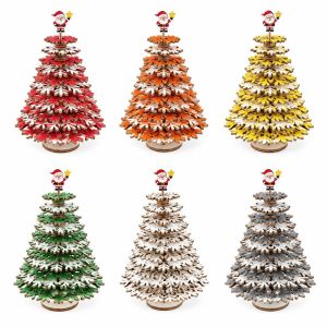 GTRBFDS DIY Christmas Tree Christmas Tree Ornament Snowflake Layered Wood Wooden Tabletop Decoration Fashion 3D Stereo Structure Santa Claus Tree Topper Snowflake Christmas Decor