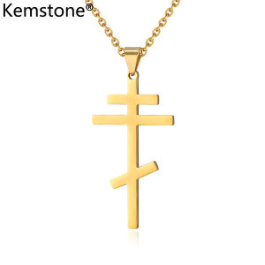 Kemstone The Orthodox Church Stainless Steel Cross Necklace Mens Black Antique Silver Gold Plated Pendant Necklaces Jewelry