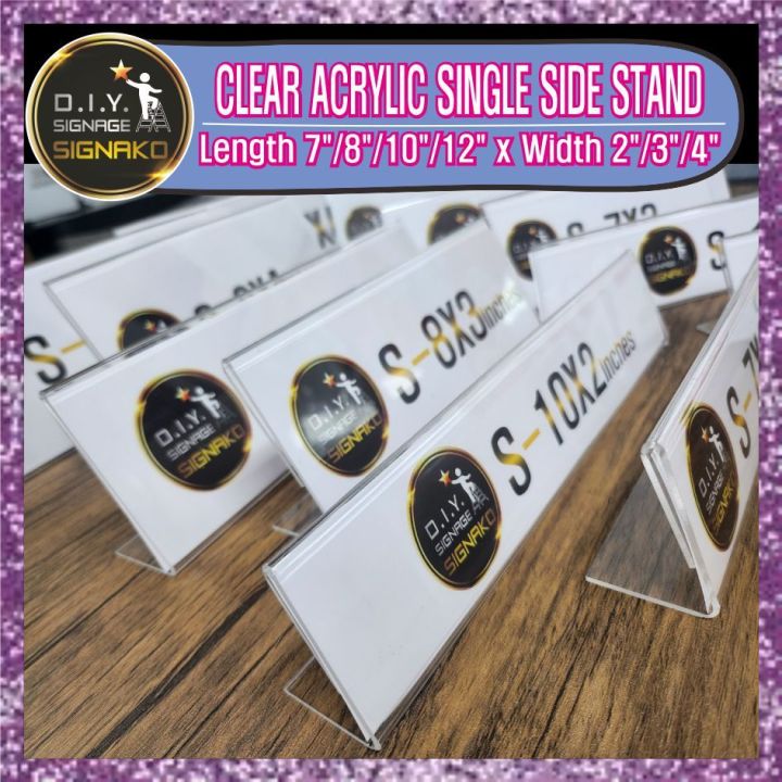 Clear Acrylic Single Sided Stand / SLANT Table Name Sign Holder