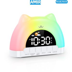 AMIR Sunrise Alarm Clock for Kids Adults Children Sleep Training Digital Clock with Light Music Alarm Colorful Night Light SnoozeFast shipping
