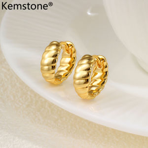 Kemstone Twisted U-Shaped Hoop Earrings for Women Hypoallergenic Copper Alloy Jewelry Fashion Gift