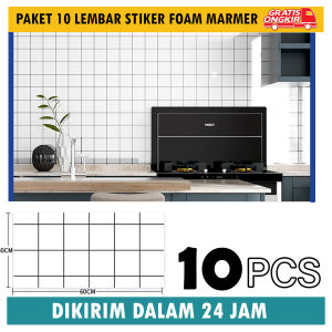 Paket 10 Lembar Wallpaper Dinding Vinyl 30 x 60 cm 03cm PVC Marmer Biru Sooku