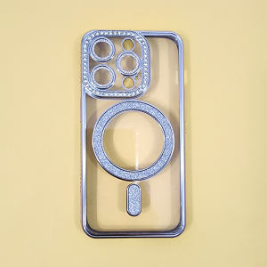 เคสขอบสีหลังใสกันเลนส์กล้องเงาหรูหรา IP 17 17Air 17Pro 17ProMax ประกายเพชร มีวงแหวนแม่เหล็กสำหรับยึดที่ชาร์จแบบไร้สาย