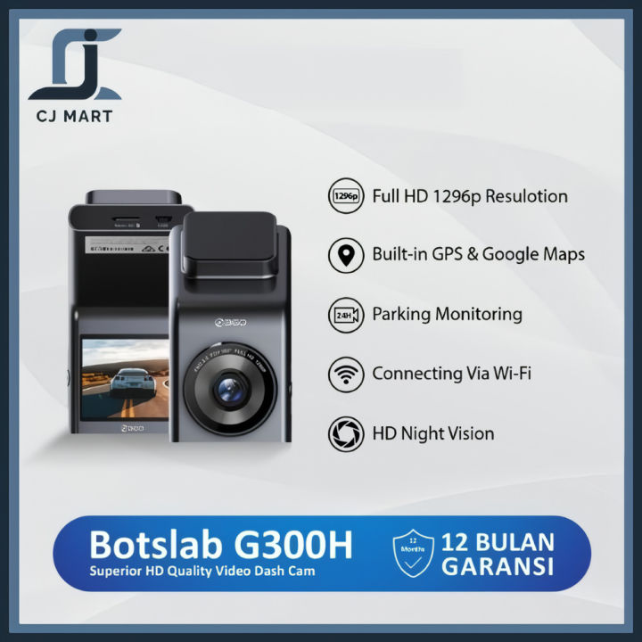 BotsLab 360 G300H SHD 1296p Smart Dash Cam Auto Record Car Camera