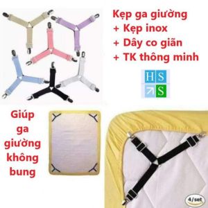 Bộ 4 Kẹp Drap Giường Nệm Giữ Cố Định Vị Trí Dây Chằng Góc Nệm Kẹp Sofa Đệm Ghế Ga Giường Chống Xê Dịch Tụt Góc