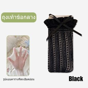 Kiyayai แมรี่เจนลูกไม้กลวงลูกไม้ถุงเท้าผู้หญิงกลางหลอดตาข่ายบางระบายอากาศเหงื่อดูดซับสาวถุงเท้าโบว์กองถุงเท้าน่องถุงเท้า jk ฤดูร้อน