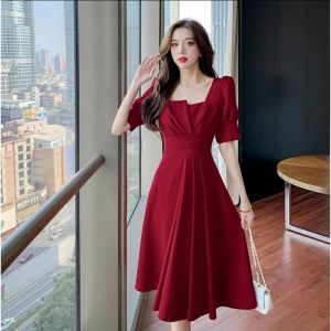 DRESS KOREA FASHION WANITA TERBARU DRESS AVILA POLOS GAUN CANTIK KEKINIAN