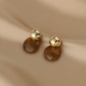 Brown Vintage Earrings Korean Fashion Elegant Simple Earring Accessories Jewelry for Women Girls