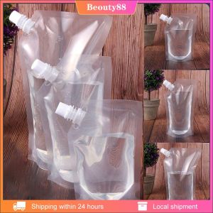 5pcs 500/1000ml Storage Bags Plastic Stand Up Drink Bag Spout Pouches Transparent Nozzle Bag Outdoor Travel Juice