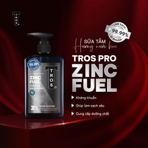 Sữa Tắm Nam Hương Nước Hoa TROS ZinC Fuel Shower Cream Làm Sạch Sâu Lỗ Chân Lông Kháng Khuẩn Ngăn Ngừa Mụn Cơ Thể 450ml