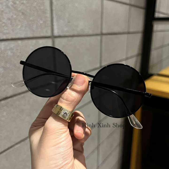 Kính râm Mắt tròn xoe thời trang retro màu đen cao cấp | Lazada.vn