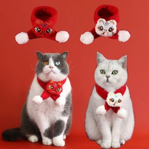 TRANQUIL HUT การ์ตูนลายการ์ตูน ผ้าพันคอสำหรับสัตว์เลี้ยง น่ารักน่ารักๆ ล้างทำความสะอาดได้ ผ้าพันคอคอสัตว์เลี้ยง อุปกรณ์เสริมสำหรับแมว อบอุ่นและอบอุ่น ผ้าพันคอถักสำหรับสุนัข สำหรับลูกสุนัข