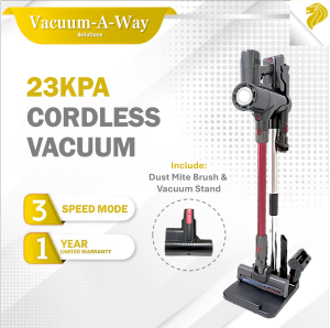 (23KPa) Vacuum-A-Way 2-in-1 Cyclone Cordless Stick Vacuum Cleaner - 3 Speed Mode Dust Mite Brush & Stand/ Rack