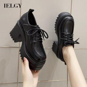 IELGY Giày da nhỏ nâng cao đế dày phong cách Anh Quốc dành cho nữ quà tặng