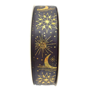 Ueblock✈ 48 Yards Eid Mubarak Decor Ribbons 25mm Wide Decorative Moon Star Eid Mubarak Ribbons for Wrapping